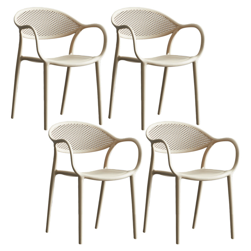 Contemporary Plastic Dining Armchair Chair Open Back Dining Side Chair for Kitchen Camel 4 Piece Set Clearhalo ' kitchen&dining_furn' 'Dining Chairs' 'Dining Tables & Seating' 'dining_chair' 'furn' 'furn_dining_chair' 'Furniture' 'furniture_dining_chair' 'Kitchen & Dining Furniture' 'kitchen' 3484602