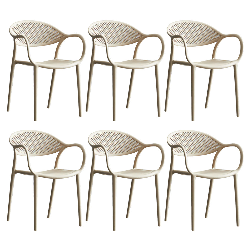 Contemporary Plastic Dining Armchair Chair Open Back Dining Side Chair for Kitchen Camel 6 Piece Set Clearhalo ' kitchen&dining_furn' 'Dining Chairs' 'Dining Tables & Seating' 'dining_chair' 'furn' 'furn_dining_chair' 'Furniture' 'furniture_dining_chair' 'Kitchen & Dining Furniture' 'kitchen' 3484603