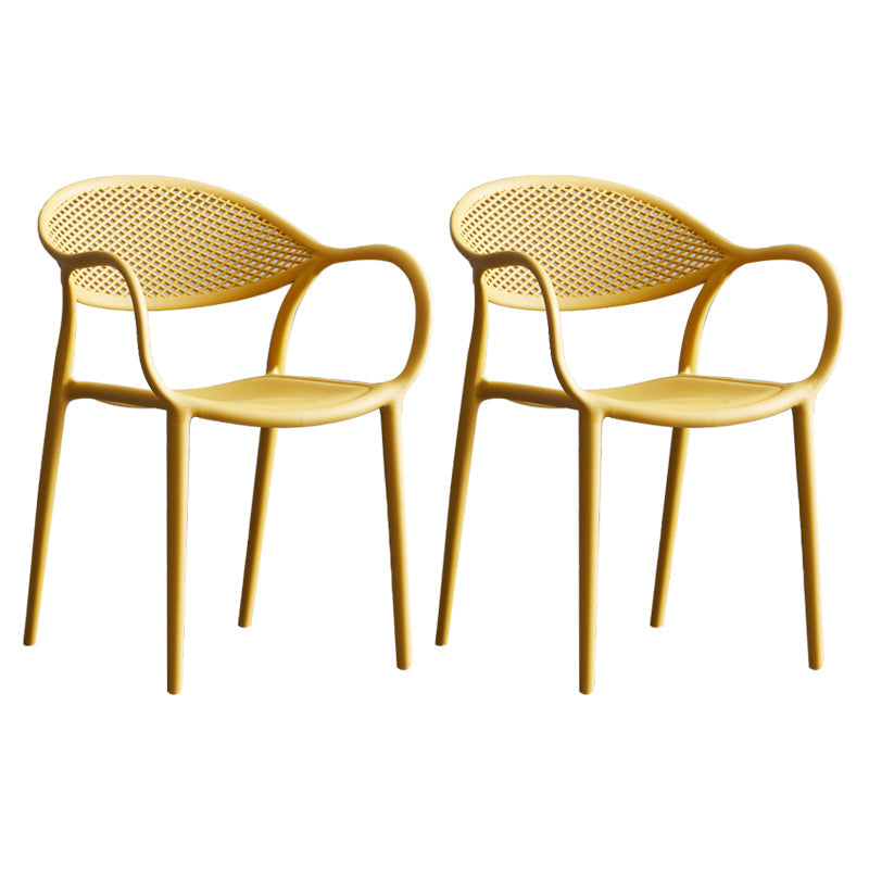 Contemporary Plastic Dining Armchair Chair Open Back Dining Side Chair for Kitchen Ginger 2 Piece Set Clearhalo ' kitchen&dining_furn' 'Dining Chairs' 'Dining Tables & Seating' 'dining_chair' 'furn' 'furn_dining_chair' 'Furniture' 'furniture_dining_chair' 'Kitchen & Dining Furniture' 'kitchen' 3484604