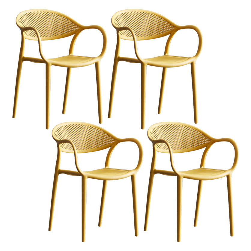 Contemporary Plastic Dining Armchair Chair Open Back Dining Side Chair for Kitchen Ginger 4 Piece Set Clearhalo ' kitchen&dining_furn' 'Dining Chairs' 'Dining Tables & Seating' 'dining_chair' 'furn' 'furn_dining_chair' 'Furniture' 'furniture_dining_chair' 'Kitchen & Dining Furniture' 'kitchen' 3484605