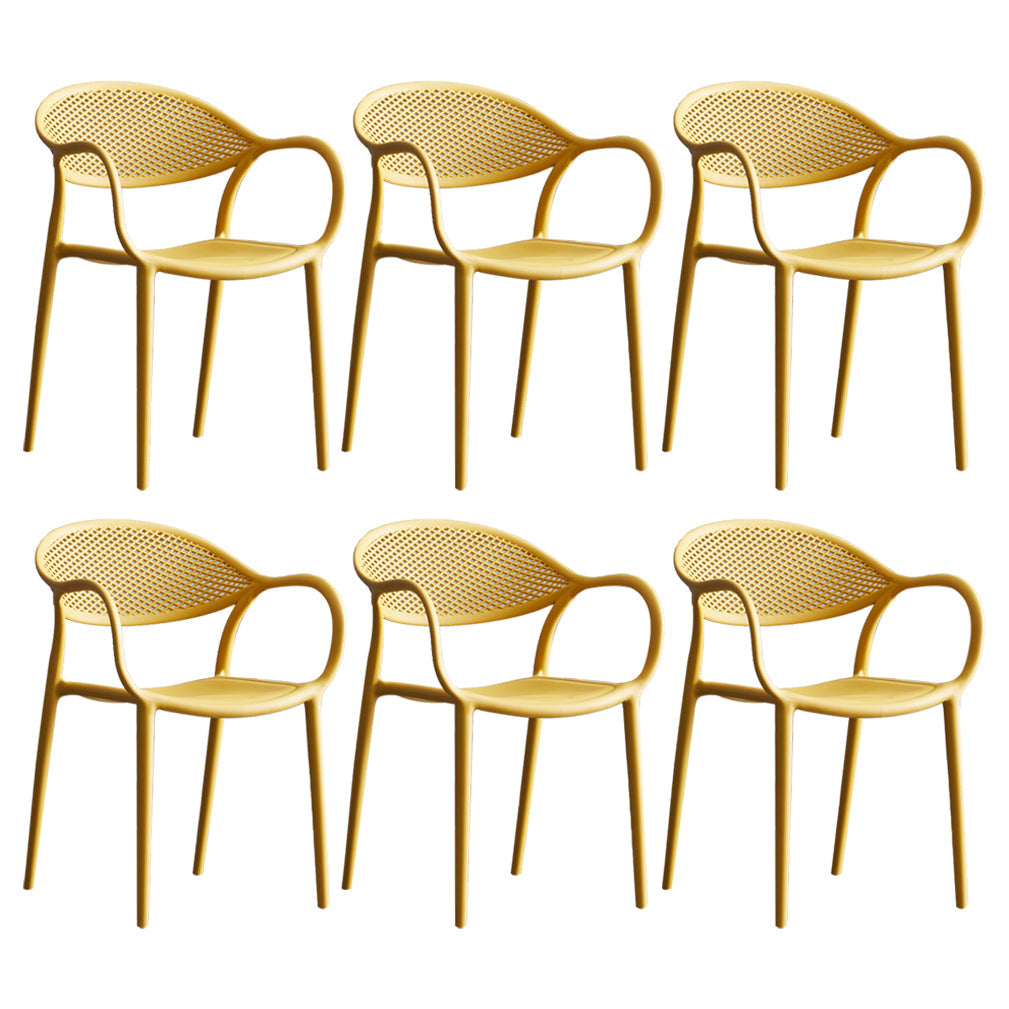Contemporary Plastic Dining Armchair Chair Open Back Dining Side Chair for Kitchen Ginger 6 Piece Set Clearhalo ' kitchen&dining_furn' 'Dining Chairs' 'Dining Tables & Seating' 'dining_chair' 'furn' 'furn_dining_chair' 'Furniture' 'furniture_dining_chair' 'Kitchen & Dining Furniture' 'kitchen' 3484606