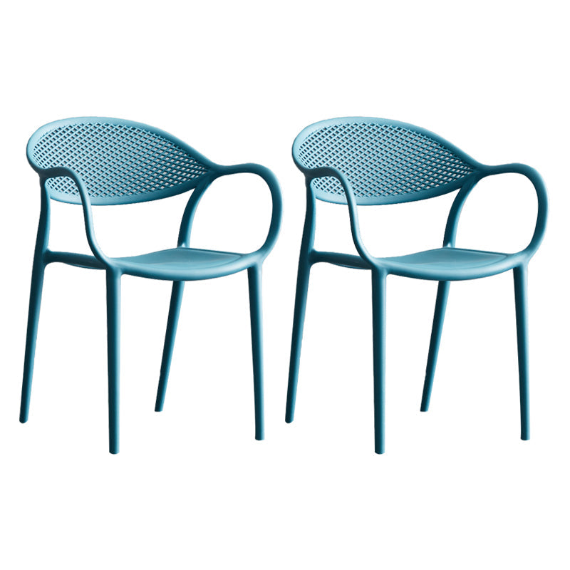 Contemporary Plastic Dining Armchair Chair Open Back Dining Side Chair for Kitchen Peacock Blue 2 Piece Set Clearhalo ' kitchen&dining_furn' 'Dining Chairs' 'Dining Tables & Seating' 'dining_chair' 'furn' 'furn_dining_chair' 'Furniture' 'furniture_dining_chair' 'Kitchen & Dining Furniture' 'kitchen' 3484607