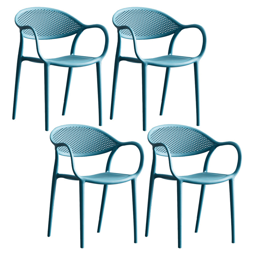 Contemporary Plastic Dining Armchair Chair Open Back Dining Side Chair for Kitchen Peacock Blue 4 Piece Set Clearhalo ' kitchen&dining_furn' 'Dining Chairs' 'Dining Tables & Seating' 'dining_chair' 'furn' 'furn_dining_chair' 'Furniture' 'furniture_dining_chair' 'Kitchen & Dining Furniture' 'kitchen' 3484608