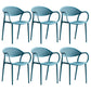 Contemporary Plastic Dining Armchair Chair Open Back Dining Side Chair for Kitchen Peacock Blue 6 Piece Set Clearhalo ' kitchen&dining_furn' 'Dining Chairs' 'Dining Tables & Seating' 'dining_chair' 'furn' 'furn_dining_chair' 'Furniture' 'furniture_dining_chair' 'Kitchen & Dining Furniture' 'kitchen' 3484609