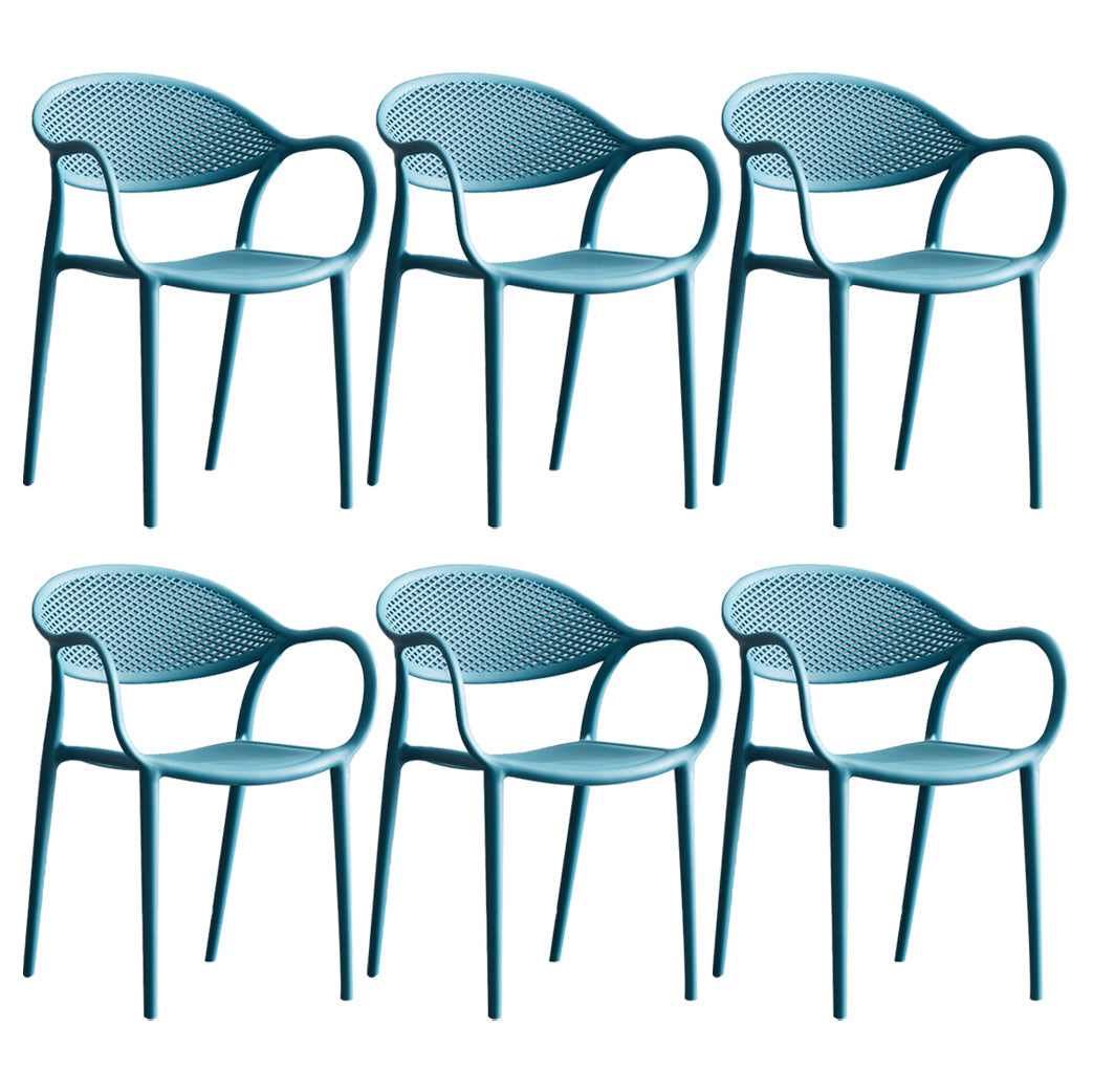 Contemporary Plastic Dining Armchair Chair Open Back Dining Side Chair for Kitchen Peacock Blue 6 Piece Set Clearhalo ' kitchen&dining_furn' 'Dining Chairs' 'Dining Tables & Seating' 'dining_chair' 'furn' 'furn_dining_chair' 'Furniture' 'furniture_dining_chair' 'Kitchen & Dining Furniture' 'kitchen' 3484609
