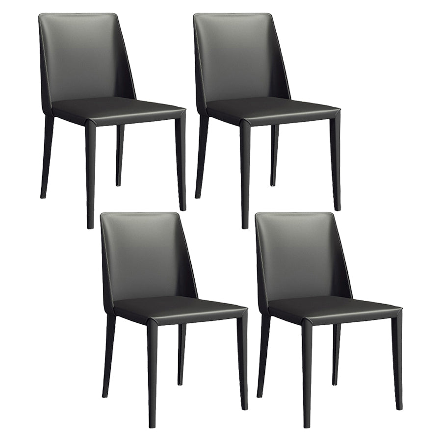 Saddle Leather Modern Style Hotel Side Chair Matte Finish Parsons Dining Chair Black 4 Piece Set Clearhalo ' kitchen&dining_furn' 'Dining Chairs' 'Dining Tables & Seating' 'dining_chair' 'furn' 'furn_dining_chair' 'Furniture' 'furniture_dining_chair' 'Kitchen & Dining Furniture' 'kitchen' 3484612