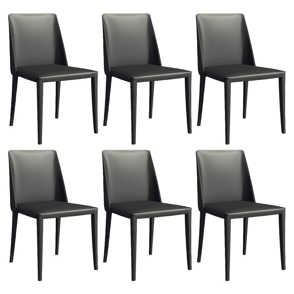 Saddle Leather Modern Style Hotel Side Chair Matte Finish Parsons Dining Chair Black 6 Piece Set Clearhalo ' kitchen&dining_furn' 'Dining Chairs' 'Dining Tables & Seating' 'dining_chair' 'furn' 'furn_dining_chair' 'Furniture' 'furniture_dining_chair' 'Kitchen & Dining Furniture' 'kitchen' 3484614