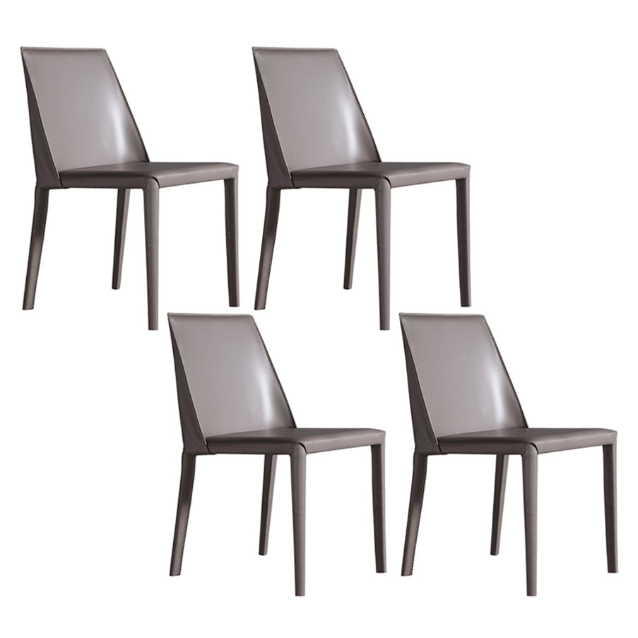 Saddle Leather Modern Style Hotel Side Chair Matte Finish Parsons Dining Chair Grey 4 Piece Set Clearhalo ' kitchen&dining_furn' 'Dining Chairs' 'Dining Tables & Seating' 'dining_chair' 'furn' 'furn_dining_chair' 'Furniture' 'furniture_dining_chair' 'Kitchen & Dining Furniture' 'kitchen' 3484619
