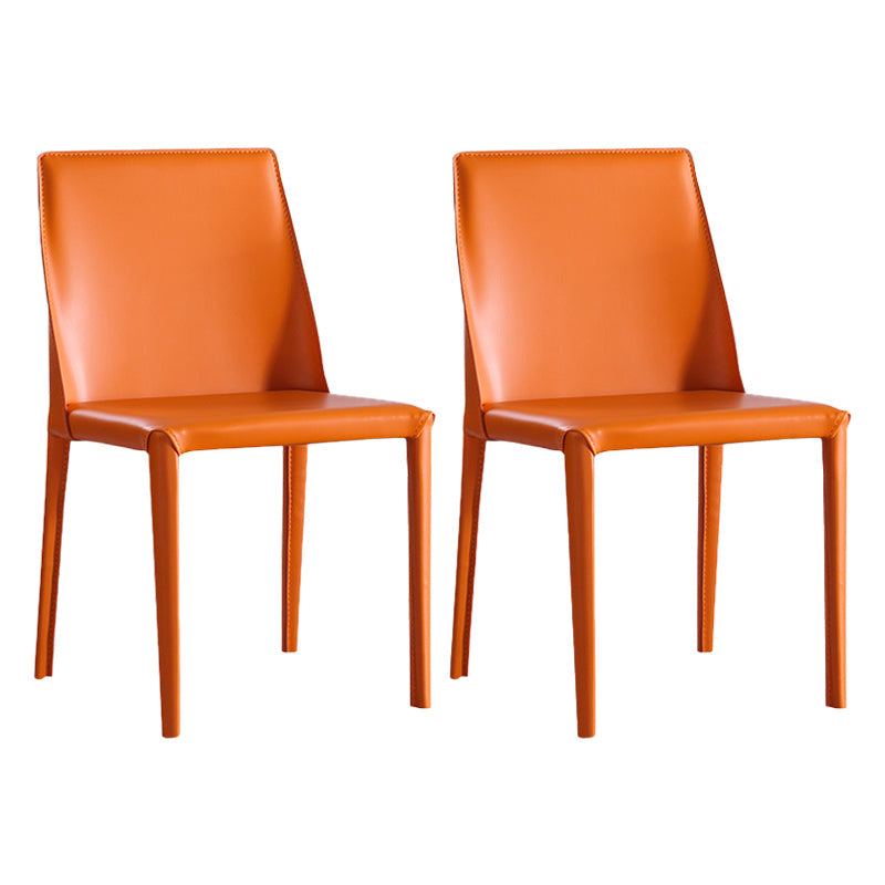 Saddle Leather Modern Style Hotel Side Chair Matte Finish Parsons Dining Chair Orange 2 Piece Set Clearhalo ' kitchen&dining_furn' 'Dining Chairs' 'Dining Tables & Seating' 'dining_chair' 'furn' 'furn_dining_chair' 'Furniture' 'furniture_dining_chair' 'Kitchen & Dining Furniture' 'kitchen' 3484626