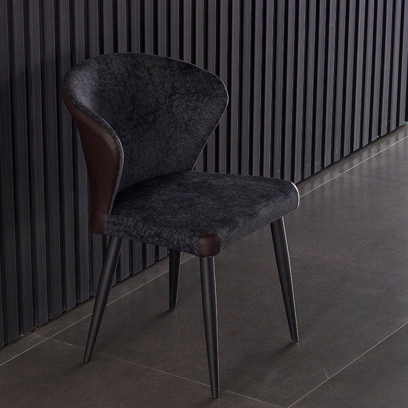 Indoor Wingback Armless Dining Chairs Upholstered Side Chair with Metal Legs Black 1 Piece Clearhalo ' kitchen&dining_furn' 'Dining Chairs' 'Dining Tables & Seating' 'dining_chair' 'furn' 'furn_dining_chair' 'Furniture' 'furniture_dining_chair' 'Kitchen & Dining Furniture' 'kitchen' 3484630