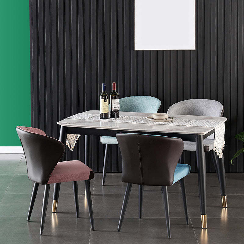 Indoor Wingback Armless Dining Chairs Upholstered Side Chair with Metal Legs Clearhalo ' kitchen&dining_furn' 'Dining Chairs' 'Dining Tables & Seating' 'dining_chair' 'furn' 'furn_dining_chair' 'Furniture' 'furniture_dining_chair' 'Kitchen & Dining Furniture' 'kitchen' 3484631