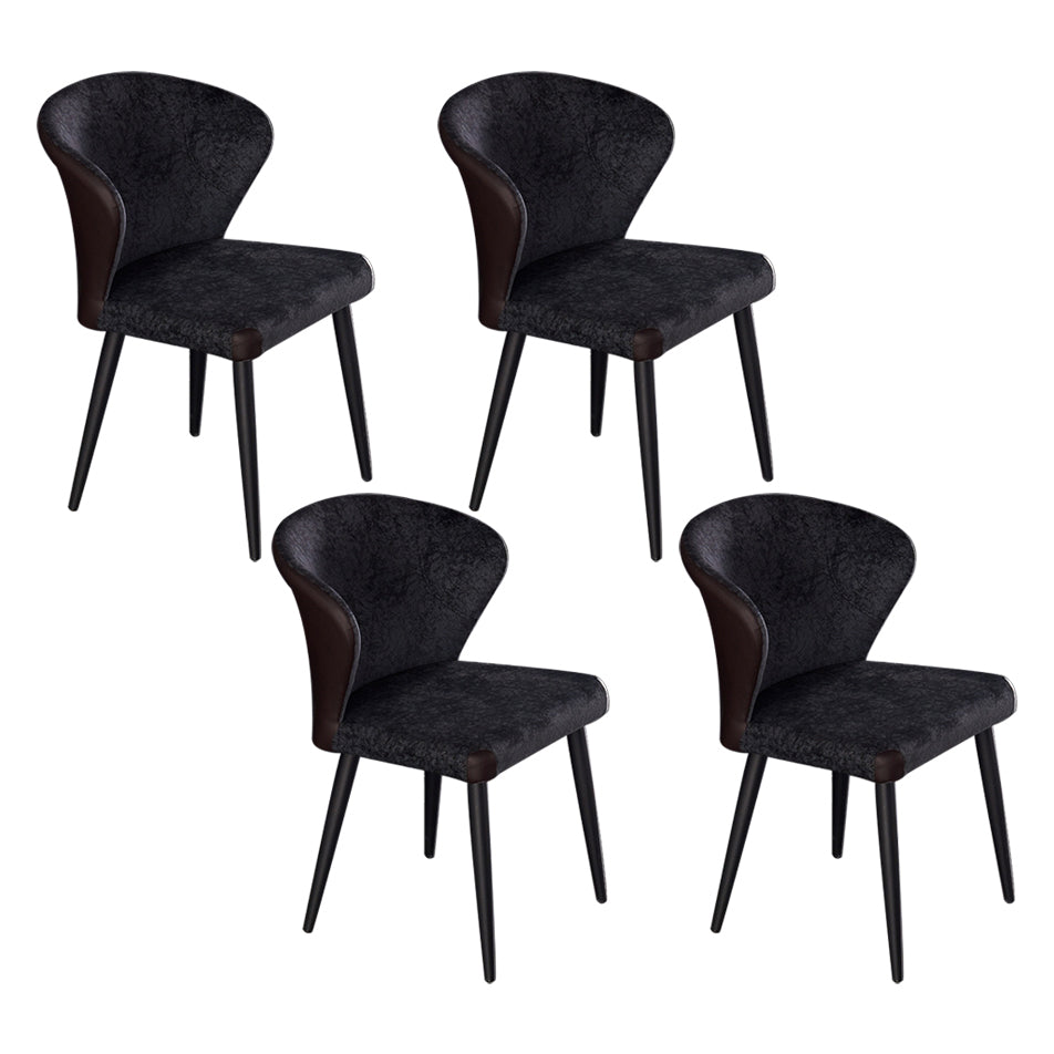 Indoor Wingback Armless Dining Chairs Upholstered Side Chair with Metal Legs Black 4 Piece Set Clearhalo ' kitchen&dining_furn' 'Dining Chairs' 'Dining Tables & Seating' 'dining_chair' 'furn' 'furn_dining_chair' 'Furniture' 'furniture_dining_chair' 'Kitchen & Dining Furniture' 'kitchen' 3484634