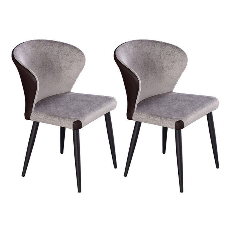 Indoor Wingback Armless Dining Chairs Upholstered Side Chair with Metal Legs Grey 2 Piece Set Clearhalo ' kitchen&dining_furn' 'Dining Chairs' 'Dining Tables & Seating' 'dining_chair' 'furn' 'furn_dining_chair' 'Furniture' 'furniture_dining_chair' 'Kitchen & Dining Furniture' 'kitchen' 3484637