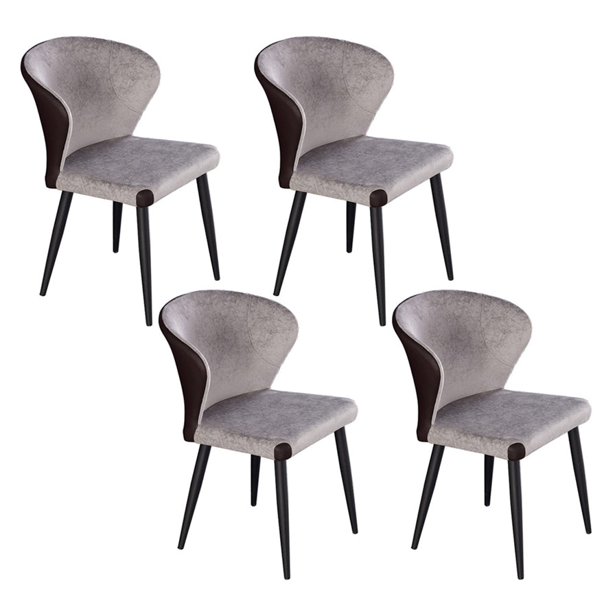 Indoor Wingback Armless Dining Chairs Upholstered Side Chair with Metal Legs Grey 4 Piece Set Clearhalo ' kitchen&dining_furn' 'Dining Chairs' 'Dining Tables & Seating' 'dining_chair' 'furn' 'furn_dining_chair' 'Furniture' 'furniture_dining_chair' 'Kitchen & Dining Furniture' 'kitchen' 3484640