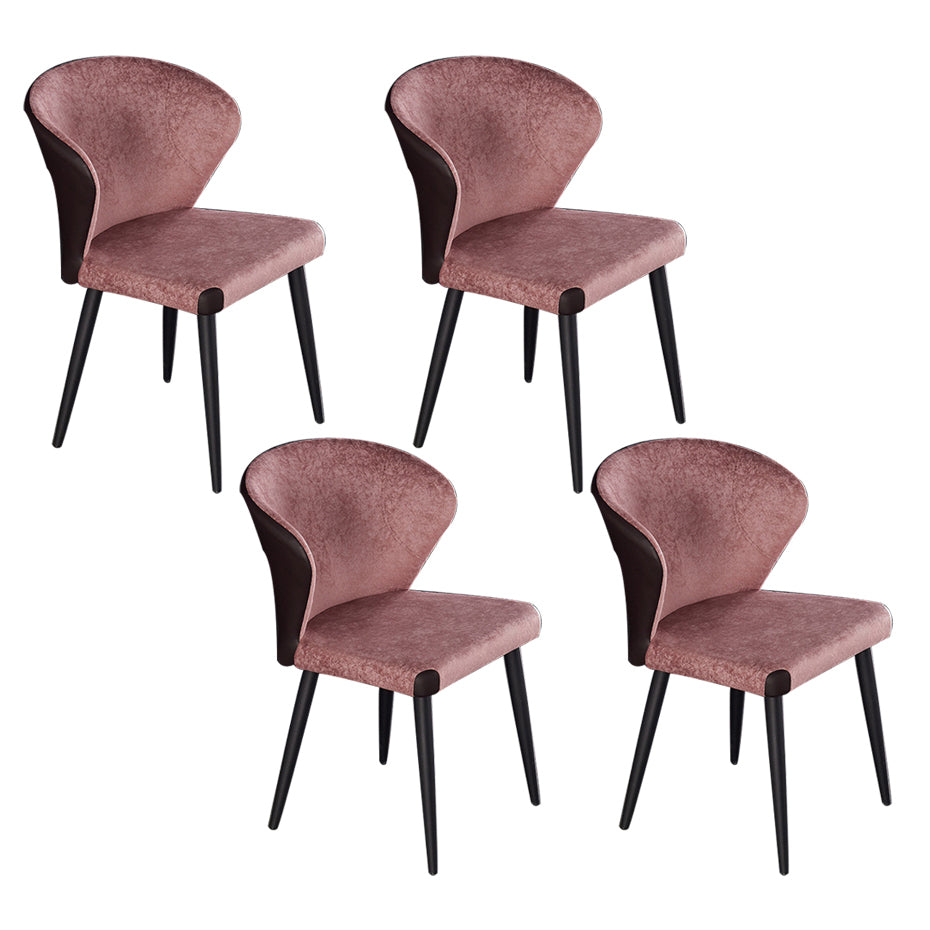 Indoor Wingback Armless Dining Chairs Upholstered Side Chair with Metal Legs Red 4 Piece Set Clearhalo ' kitchen&dining_furn' 'Dining Chairs' 'Dining Tables & Seating' 'dining_chair' 'furn' 'furn_dining_chair' 'Furniture' 'furniture_dining_chair' 'Kitchen & Dining Furniture' 'kitchen' 3484645