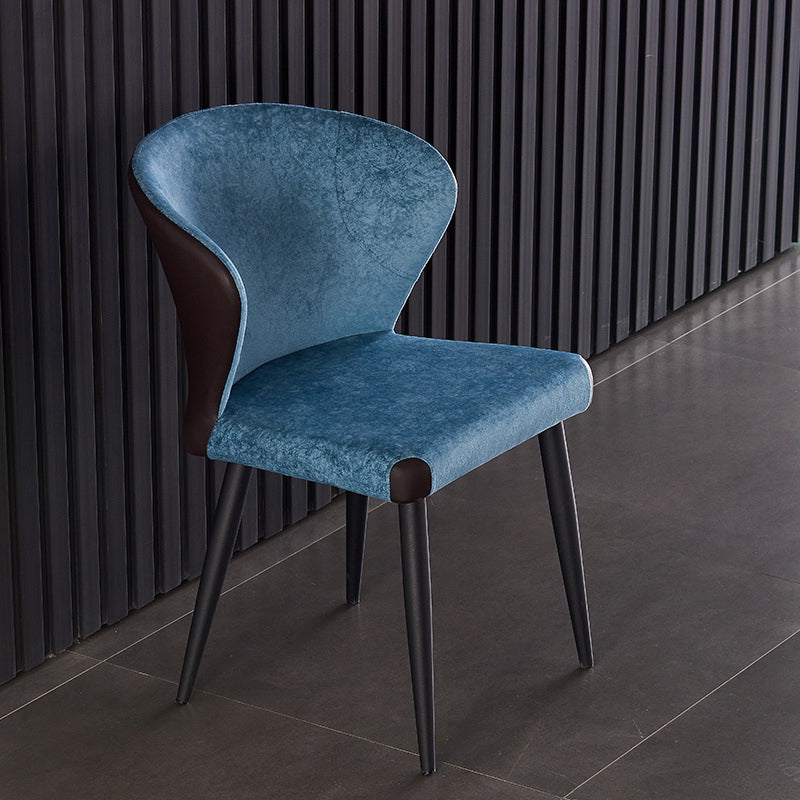 Indoor Wingback Armless Dining Chairs Upholstered Side Chair with Metal Legs Blue 1 Piece Clearhalo ' kitchen&dining_furn' 'Dining Chairs' 'Dining Tables & Seating' 'dining_chair' 'furn' 'furn_dining_chair' 'Furniture' 'furniture_dining_chair' 'Kitchen & Dining Furniture' 'kitchen' 3484647