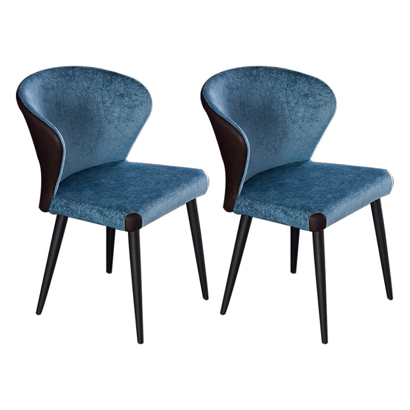 Indoor Wingback Armless Dining Chairs Upholstered Side Chair with Metal Legs Blue 2 Piece Set Clearhalo ' kitchen&dining_furn' 'Dining Chairs' 'Dining Tables & Seating' 'dining_chair' 'furn' 'furn_dining_chair' 'Furniture' 'furniture_dining_chair' 'Kitchen & Dining Furniture' 'kitchen' 3484649