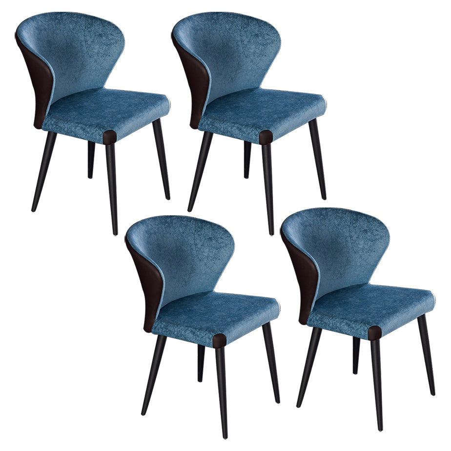Indoor Wingback Armless Dining Chairs Upholstered Side Chair with Metal Legs Blue 4 Piece Set Clearhalo ' kitchen&dining_furn' 'Dining Chairs' 'Dining Tables & Seating' 'dining_chair' 'furn' 'furn_dining_chair' 'Furniture' 'furniture_dining_chair' 'Kitchen & Dining Furniture' 'kitchen' 3484650