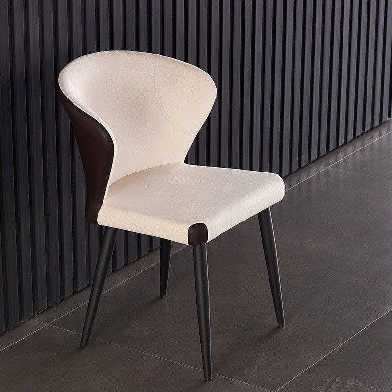 Indoor Wingback Armless Dining Chairs Upholstered Side Chair with Metal Legs Off-White 1 Piece Clearhalo ' kitchen&dining_furn' 'Dining Chairs' 'Dining Tables & Seating' 'dining_chair' 'furn' 'furn_dining_chair' 'Furniture' 'furniture_dining_chair' 'Kitchen & Dining Furniture' 'kitchen' 3484651