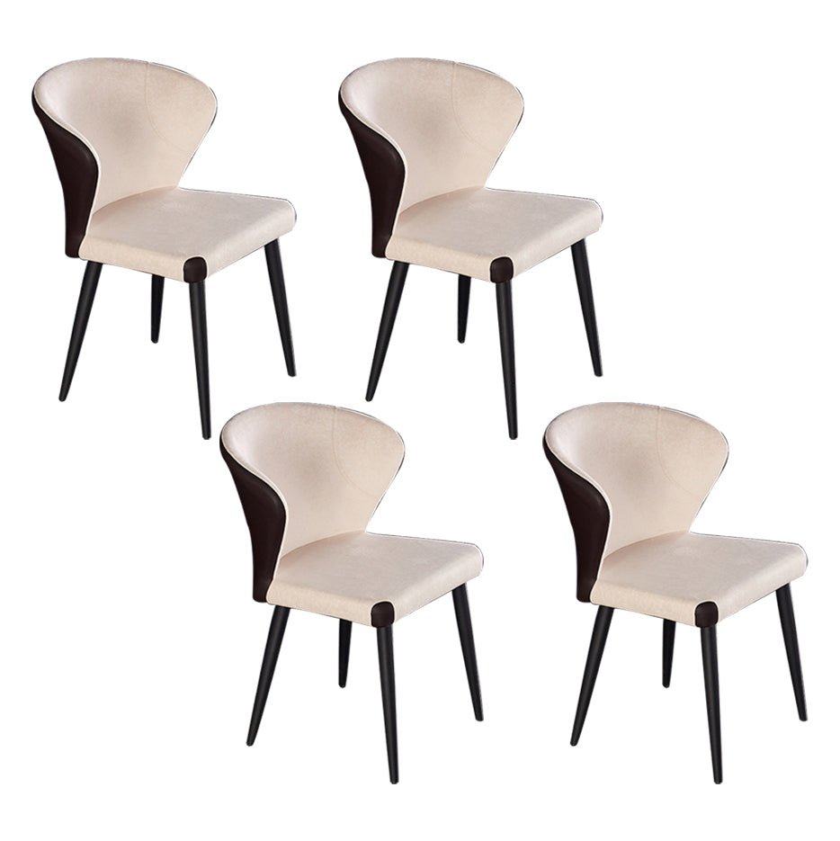Indoor Wingback Armless Dining Chairs Upholstered Side Chair with Metal Legs Off-White 4 Piece Set Clearhalo ' kitchen&dining_furn' 'Dining Chairs' 'Dining Tables & Seating' 'dining_chair' 'furn' 'furn_dining_chair' 'Furniture' 'furniture_dining_chair' 'Kitchen & Dining Furniture' 'kitchen' 3484653