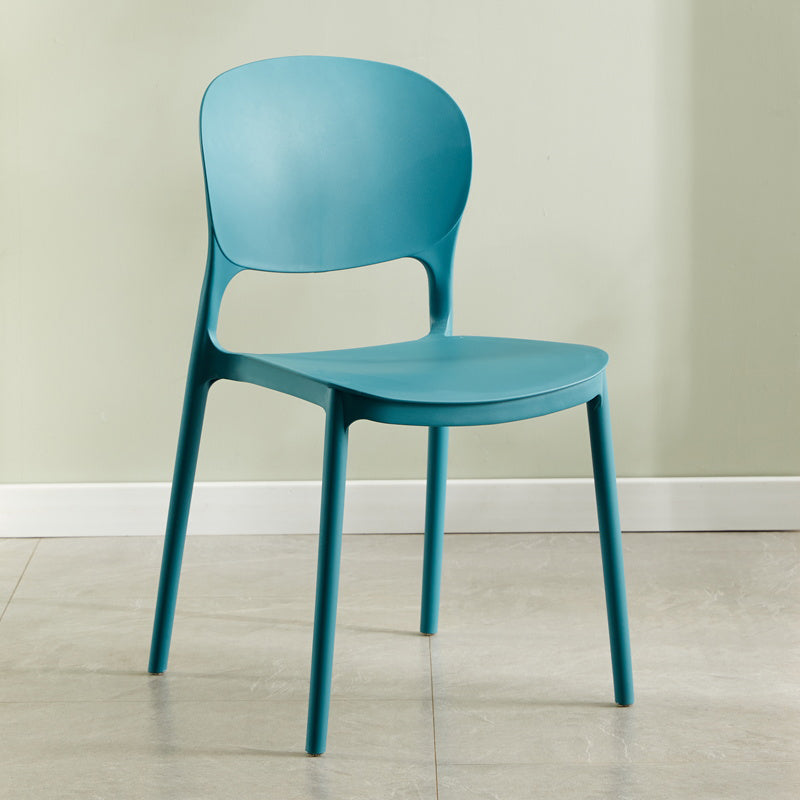 Modern Plastic Open Back Side Chair 32"H Dining Side Chair for Restaurant Dark Blue 1 Piece Clearhalo ' kitchen&dining_furn' 'Dining Chairs' 'Dining Tables & Seating' 'dining_chair' 'furn' 'furn_dining_chair' 'Furniture' 'furniture_dining_chair' 'Kitchen & Dining Furniture' 'kitchen' 3484679