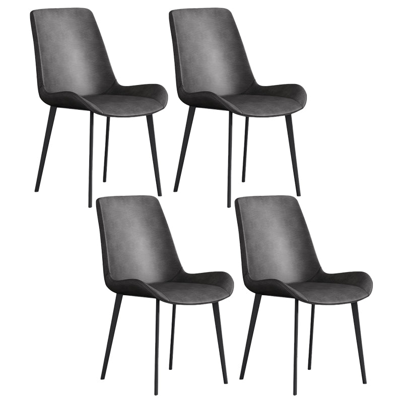 Modern Style Dining Side Chair Armless Chair for Kitchen with Steel Legs Dark Gray 4 Piece Set Clearhalo ' kitchen&dining_furn' 'Dining Chairs' 'Dining Tables & Seating' 'dining_chair' 'furn' 'furn_dining_chair' 'Furniture' 'furniture_dining_chair' 'Kitchen & Dining Furniture' 'kitchen' 3484686