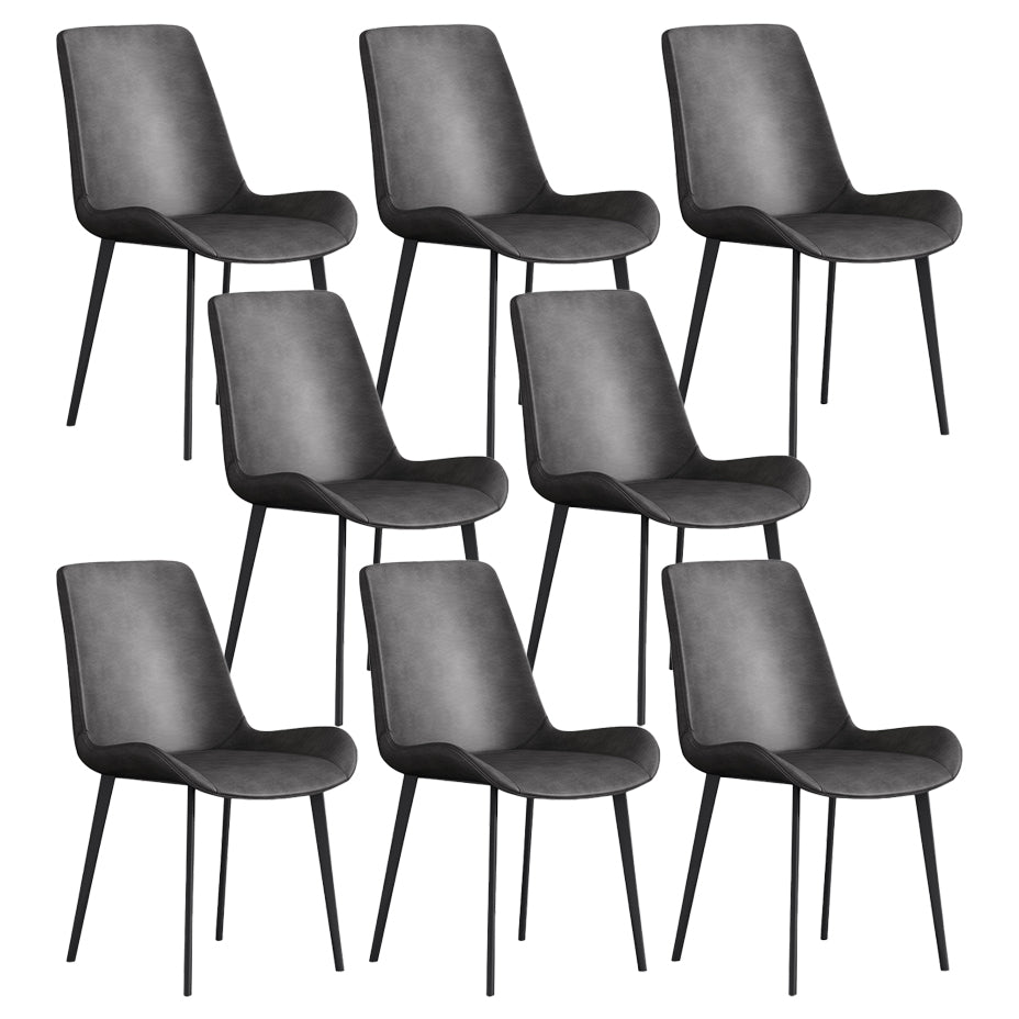 Modern Style Dining Side Chair Armless Chair for Kitchen with Steel Legs Dark Gray 8 Piece Set Clearhalo ' kitchen&dining_furn' 'Dining Chairs' 'Dining Tables & Seating' 'dining_chair' 'furn' 'furn_dining_chair' 'Furniture' 'furniture_dining_chair' 'Kitchen & Dining Furniture' 'kitchen' 3484688