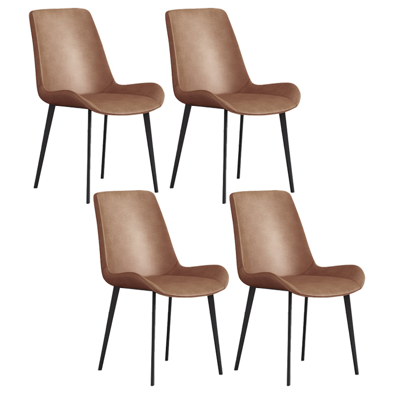 Modern Style Dining Side Chair Armless Chair for Kitchen with Steel Legs Brown 4 Piece Set Clearhalo ' kitchen&dining_furn' 'Dining Chairs' 'Dining Tables & Seating' 'dining_chair' 'furn' 'furn_dining_chair' 'Furniture' 'furniture_dining_chair' 'Kitchen & Dining Furniture' 'kitchen' 3484694