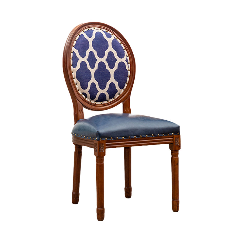Solid Wood Country Style Dining Chair Matte Finish King Louis Back Side Chair Blue 1 Piece Clearhalo ' kitchen&dining_furn' 'Dining Chairs' 'Dining Tables & Seating' 'dining_chair' 'furn' 'furn_dining_chair' 'Furniture' 'furniture_dining_chair' 'Kitchen & Dining Furniture' 'kitchen' 3484701