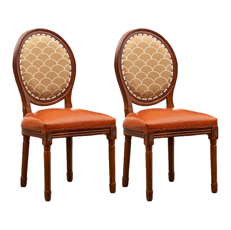 Solid Wood Country Style Dining Chair Matte Finish King Louis Back Side Chair Orange-Red 2 Piece Set Clearhalo ' kitchen&dining_furn' 'Dining Chairs' 'Dining Tables & Seating' 'dining_chair' 'furn' 'furn_dining_chair' 'Furniture' 'furniture_dining_chair' 'Kitchen & Dining Furniture' 'kitchen' 3484720