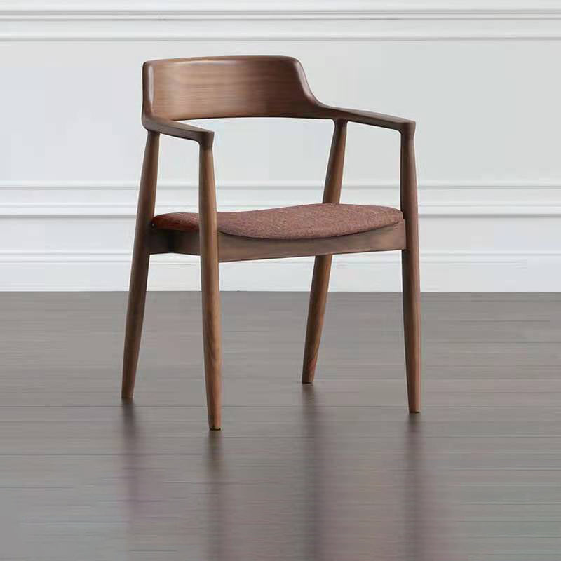 Contemporary Dining Chair 20'' Wide Open Arm Chair with 4 Wood Legs for Home Use Walnut Linen 1 Piece Clearhalo ' kitchen&dining_furn' 'Dining Chairs' 'Dining Tables & Seating' 'dining_chair' 'furn' 'furn_dining_chair' 'Furniture' 'furniture_dining_chair' 'Kitchen & Dining Furniture' 'kitchen' 3484727