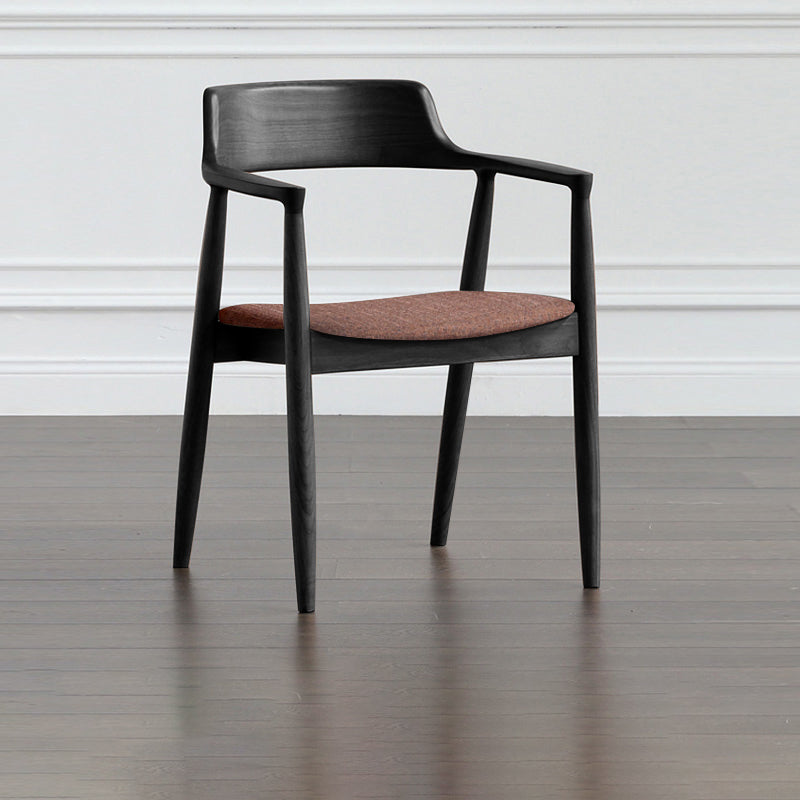 Contemporary Dining Chair 20'' Wide Open Arm Chair with 4 Wood Legs for Home Use Black Linen 1 Piece Clearhalo ' kitchen&dining_furn' 'Dining Chairs' 'Dining Tables & Seating' 'dining_chair' 'furn' 'furn_dining_chair' 'Furniture' 'furniture_dining_chair' 'Kitchen & Dining Furniture' 'kitchen' 3484728