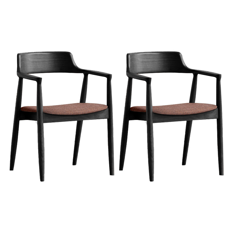 Contemporary Dining Chair 20'' Wide Open Arm Chair with 4 Wood Legs for Home Use Black Linen 2 Piece Set Clearhalo ' kitchen&dining_furn' 'Dining Chairs' 'Dining Tables & Seating' 'dining_chair' 'furn' 'furn_dining_chair' 'Furniture' 'furniture_dining_chair' 'Kitchen & Dining Furniture' 'kitchen' 3484729