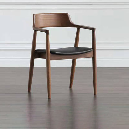 Contemporary Dining Chair 20'' Wide Open Arm Chair with 4 Wood Legs for Home Use Walnut Faux Leather 1 Piece Clearhalo ' kitchen&dining_furn' 'Dining Chairs' 'Dining Tables & Seating' 'dining_chair' 'furn' 'furn_dining_chair' 'Furniture' 'furniture_dining_chair' 'Kitchen & Dining Furniture' 'kitchen' 3484731