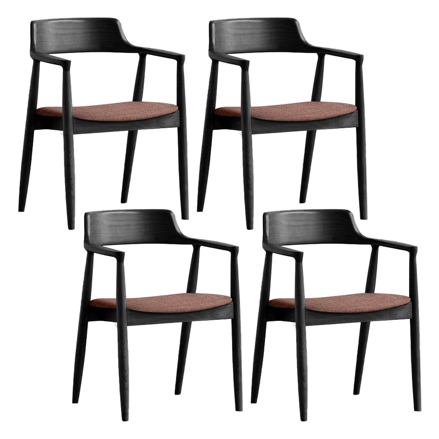 Contemporary Dining Chair 20'' Wide Open Arm Chair with 4 Wood Legs for Home Use Black Linen 4 Piece Set Clearhalo ' kitchen&dining_furn' 'Dining Chairs' 'Dining Tables & Seating' 'dining_chair' 'furn' 'furn_dining_chair' 'Furniture' 'furniture_dining_chair' 'Kitchen & Dining Furniture' 'kitchen' 3484732