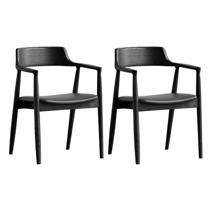 Contemporary Dining Chair 20'' Wide Open Arm Chair with 4 Wood Legs for Home Use Black Faux Leather 2 Piece Set Clearhalo ' kitchen&dining_furn' 'Dining Chairs' 'Dining Tables & Seating' 'dining_chair' 'furn' 'furn_dining_chair' 'Furniture' 'furniture_dining_chair' 'Kitchen & Dining Furniture' 'kitchen' 3484736