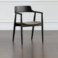 Contemporary Dining Chair 20'' Wide Open Arm Chair with 4 Wood Legs for Home Use Black Leather 1 Piece Clearhalo ' kitchen&dining_furn' 'Dining Chairs' 'Dining Tables & Seating' 'dining_chair' 'furn' 'furn_dining_chair' 'Furniture' 'furniture_dining_chair' 'Kitchen & Dining Furniture' 'kitchen' 3484739