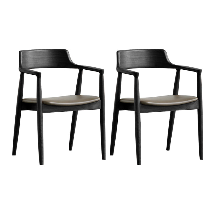 Contemporary Dining Chair 20'' Wide Open Arm Chair with 4 Wood Legs for Home Use Black Leather 2 Piece Set Clearhalo ' kitchen&dining_furn' 'Dining Chairs' 'Dining Tables & Seating' 'dining_chair' 'furn' 'furn_dining_chair' 'Furniture' 'furniture_dining_chair' 'Kitchen & Dining Furniture' 'kitchen' 3484740