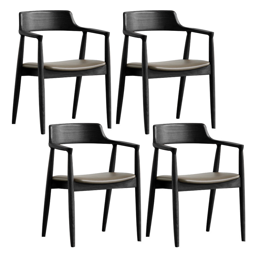 Contemporary Dining Chair 20'' Wide Open Arm Chair with 4 Wood Legs for Home Use Black Leather 4 Piece Set Clearhalo ' kitchen&dining_furn' 'Dining Chairs' 'Dining Tables & Seating' 'dining_chair' 'furn' 'furn_dining_chair' 'Furniture' 'furniture_dining_chair' 'Kitchen & Dining Furniture' 'kitchen' 3484741