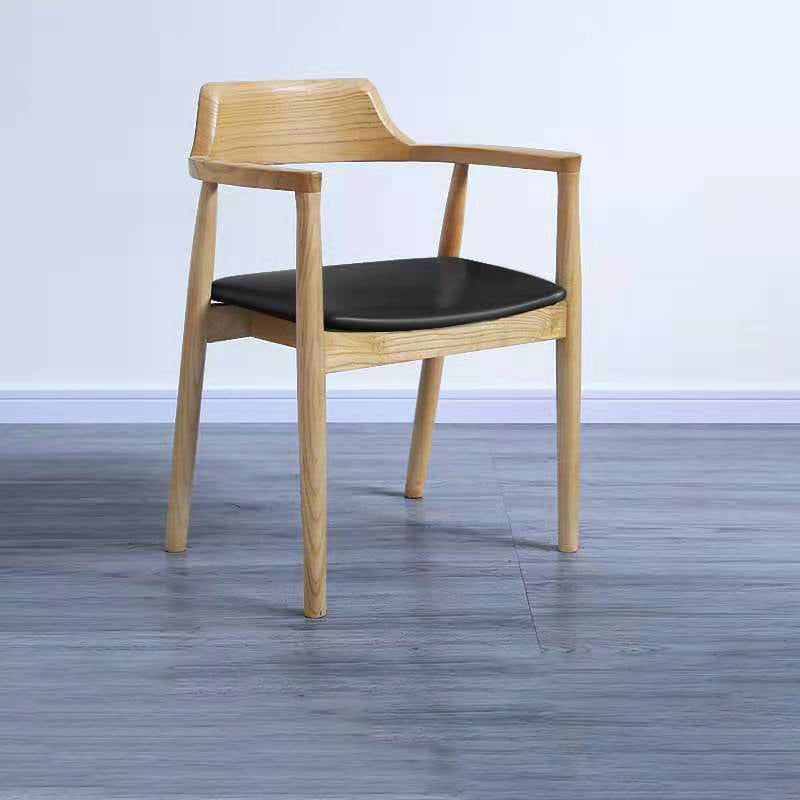 Contemporary Dining Chair 20'' Wide Open Arm Chair with 4 Wood Legs for Home Use Wood Faux Leather 1 Piece Clearhalo ' kitchen&dining_furn' 'Dining Chairs' 'Dining Tables & Seating' 'dining_chair' 'furn' 'furn_dining_chair' 'Furniture' 'furniture_dining_chair' 'Kitchen & Dining Furniture' 'kitchen' 3484745