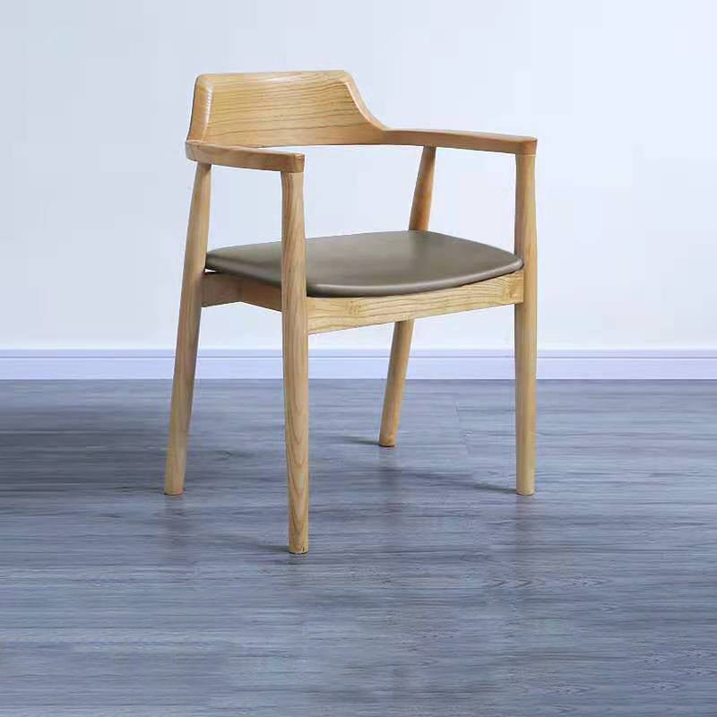 Contemporary Dining Chair 20'' Wide Open Arm Chair with 4 Wood Legs for Home Use Wood Leather 1 Piece Clearhalo ' kitchen&dining_furn' 'Dining Chairs' 'Dining Tables & Seating' 'dining_chair' 'furn' 'furn_dining_chair' 'Furniture' 'furniture_dining_chair' 'Kitchen & Dining Furniture' 'kitchen' 3484748
