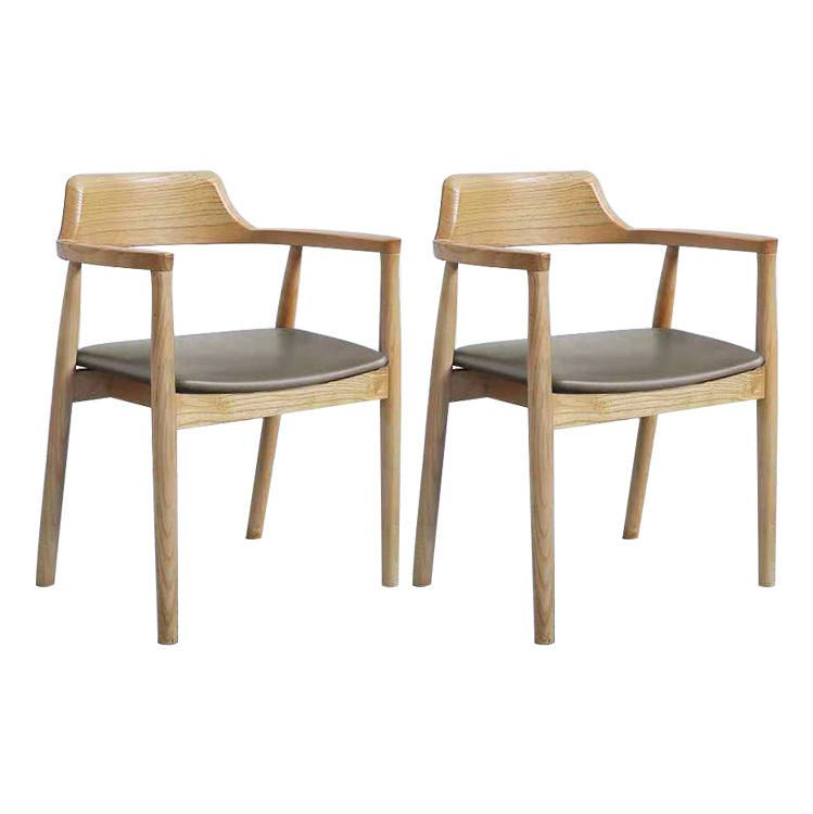 Contemporary Dining Chair 20'' Wide Open Arm Chair with 4 Wood Legs for Home Use Wood Leather 2 Piece Set Clearhalo ' kitchen&dining_furn' 'Dining Chairs' 'Dining Tables & Seating' 'dining_chair' 'furn' 'furn_dining_chair' 'Furniture' 'furniture_dining_chair' 'Kitchen & Dining Furniture' 'kitchen' 3484749