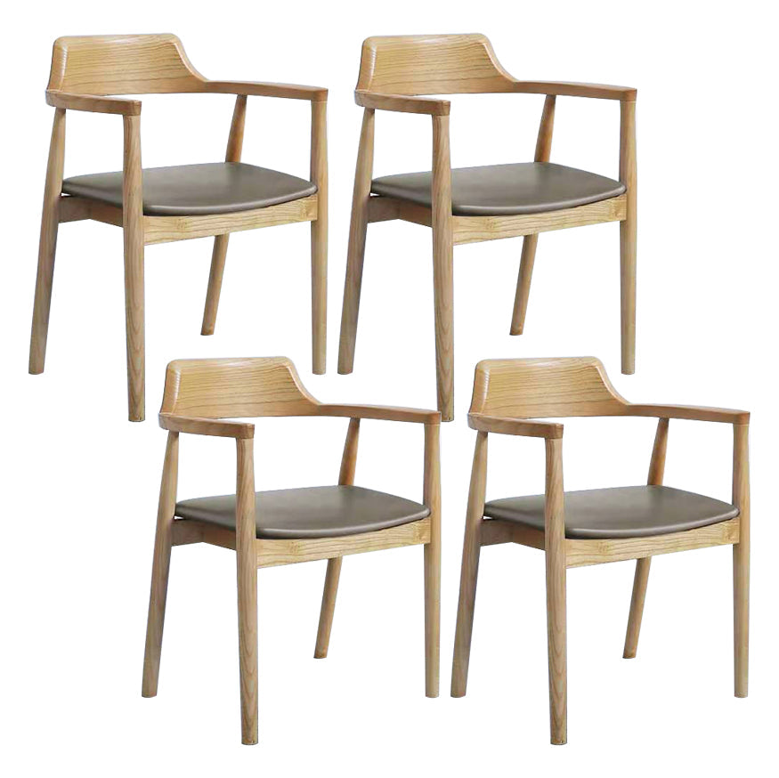Contemporary Dining Chair 20'' Wide Open Arm Chair with 4 Wood Legs for Home Use Wood Leather 4 Piece Set Clearhalo ' kitchen&dining_furn' 'Dining Chairs' 'Dining Tables & Seating' 'dining_chair' 'furn' 'furn_dining_chair' 'Furniture' 'furniture_dining_chair' 'Kitchen & Dining Furniture' 'kitchen' 3484750