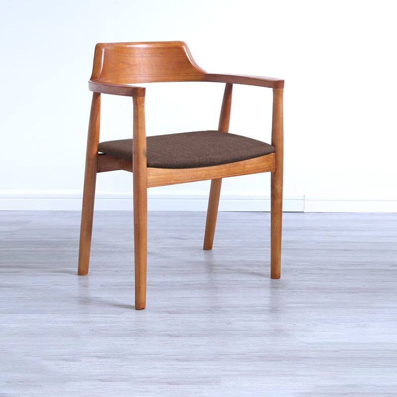 Contemporary Dining Chair 20'' Wide Open Arm Chair with 4 Wood Legs for Home Use Light Brown Linen 1 Piece Clearhalo ' kitchen&dining_furn' 'Dining Chairs' 'Dining Tables & Seating' 'dining_chair' 'furn' 'furn_dining_chair' 'Furniture' 'furniture_dining_chair' 'Kitchen & Dining Furniture' 'kitchen' 3484751