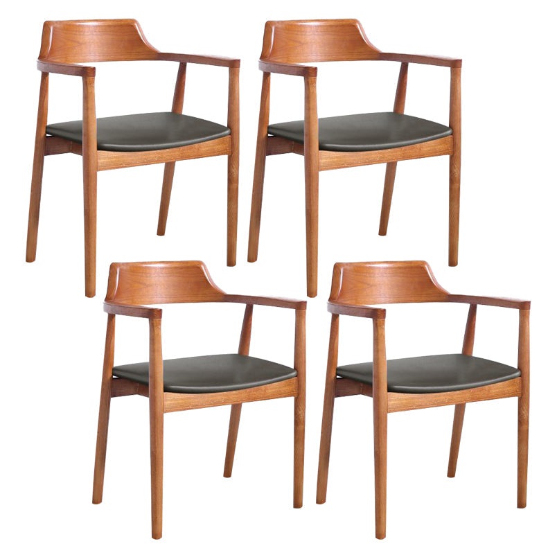 Contemporary Dining Chair 20'' Wide Open Arm Chair with 4 Wood Legs for Home Use Light Brown Faux Leather 4 Piece Set Clearhalo ' kitchen&dining_furn' 'Dining Chairs' 'Dining Tables & Seating' 'dining_chair' 'furn' 'furn_dining_chair' 'Furniture' 'furniture_dining_chair' 'Kitchen & Dining Furniture' 'kitchen' 3484756