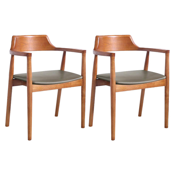 Contemporary Dining Chair 20'' Wide Open Arm Chair with 4 Wood Legs for Home Use Light Brown Leather 2 Piece Set Clearhalo ' kitchen&dining_furn' 'Dining Chairs' 'Dining Tables & Seating' 'dining_chair' 'furn' 'furn_dining_chair' 'Furniture' 'furniture_dining_chair' 'Kitchen & Dining Furniture' 'kitchen' 3484758