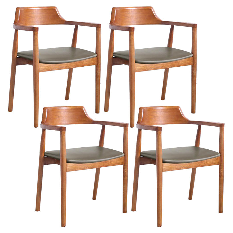 Contemporary Dining Chair 20'' Wide Open Arm Chair with 4 Wood Legs for Home Use Light Brown Leather 4 Piece Set Clearhalo ' kitchen&dining_furn' 'Dining Chairs' 'Dining Tables & Seating' 'dining_chair' 'furn' 'furn_dining_chair' 'Furniture' 'furniture_dining_chair' 'Kitchen & Dining Furniture' 'kitchen' 3484759