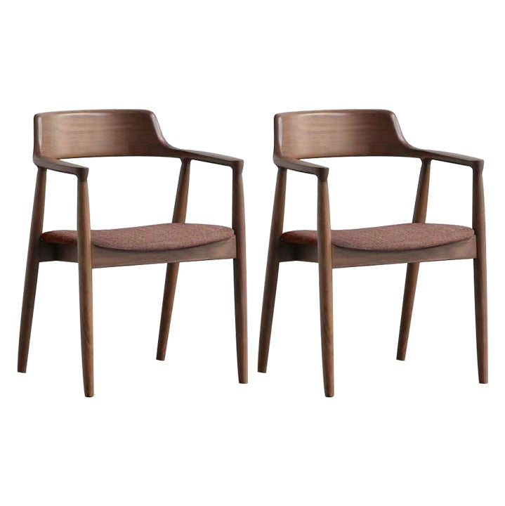 Contemporary Dining Chair 20'' Wide Open Arm Chair with 4 Wood Legs for Home Use Walnut Linen 2 Piece Set Clearhalo ' kitchen&dining_furn' 'Dining Chairs' 'Dining Tables & Seating' 'dining_chair' 'furn' 'furn_dining_chair' 'Furniture' 'furniture_dining_chair' 'Kitchen & Dining Furniture' 'kitchen' 3484760