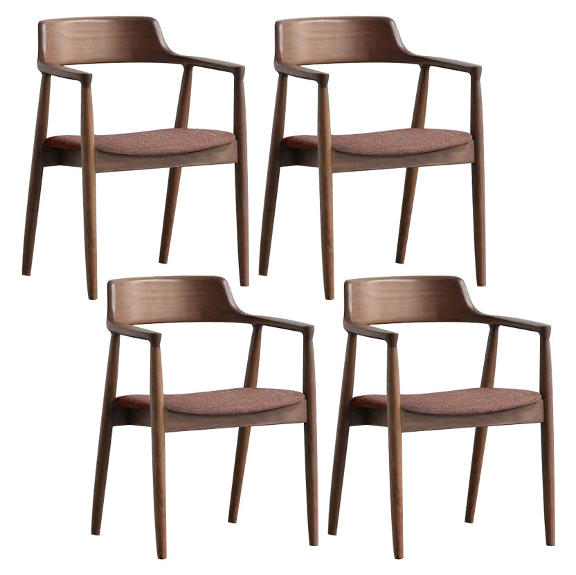 Contemporary Dining Chair 20'' Wide Open Arm Chair with 4 Wood Legs for Home Use Walnut Linen 4 Piece Set Clearhalo ' kitchen&dining_furn' 'Dining Chairs' 'Dining Tables & Seating' 'dining_chair' 'furn' 'furn_dining_chair' 'Furniture' 'furniture_dining_chair' 'Kitchen & Dining Furniture' 'kitchen' 3484761