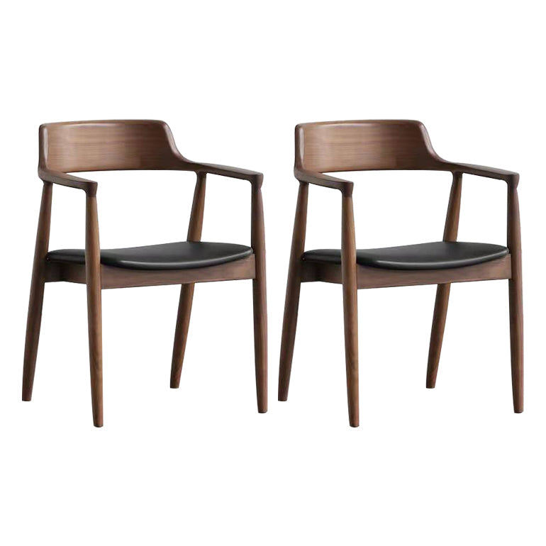 Contemporary Dining Chair 20'' Wide Open Arm Chair with 4 Wood Legs for Home Use Walnut Faux Leather 2 Piece Set Clearhalo ' kitchen&dining_furn' 'Dining Chairs' 'Dining Tables & Seating' 'dining_chair' 'furn' 'furn_dining_chair' 'Furniture' 'furniture_dining_chair' 'Kitchen & Dining Furniture' 'kitchen' 3484762